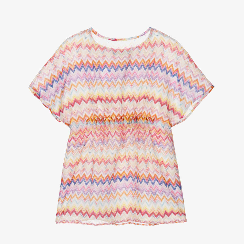 Missoni-Girls Pink & Zigzag Kaftan Dress | Childrensalon