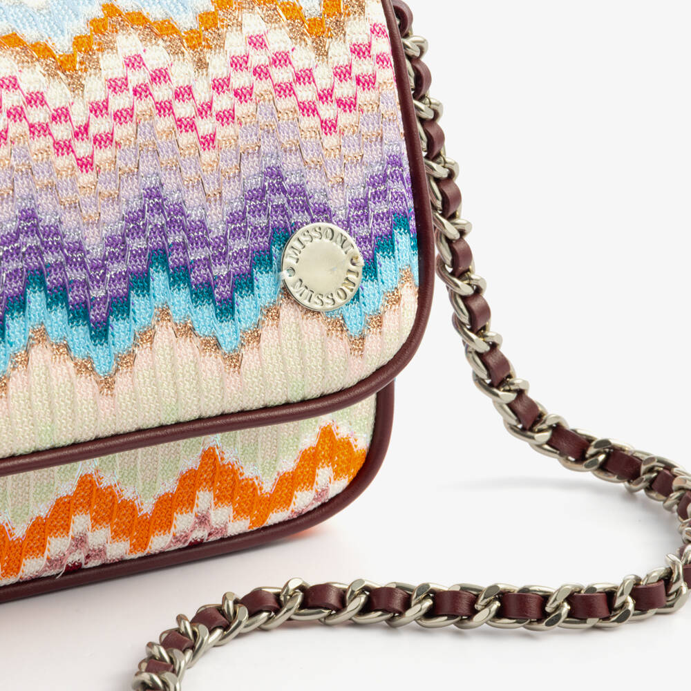 Missoni-Girls Pink Zigzag Shoulder Bag (17cm) | Childrensalon