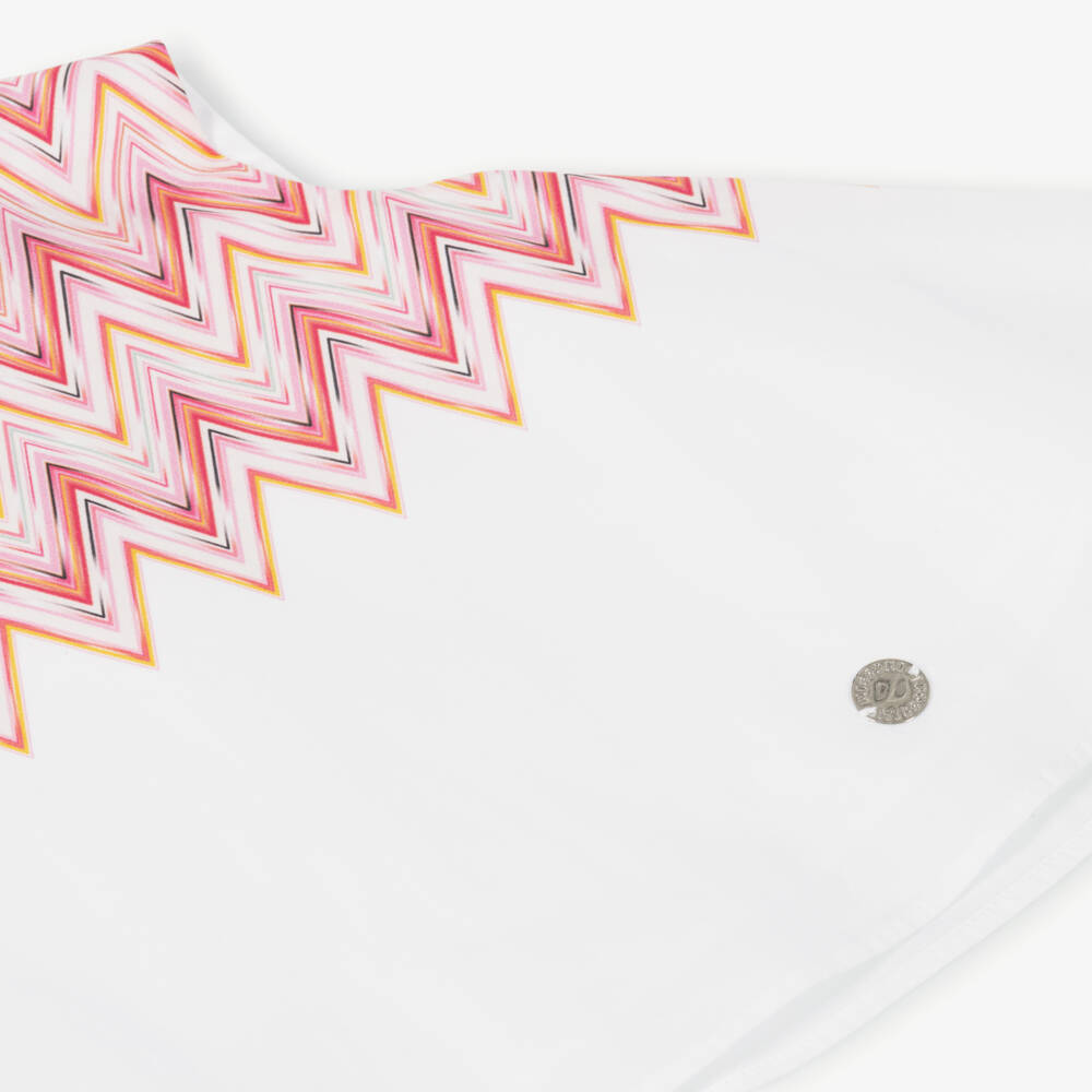 Missoni-Блузка хлопковая белая с розовым зигзагом для девочек | Childrensalon