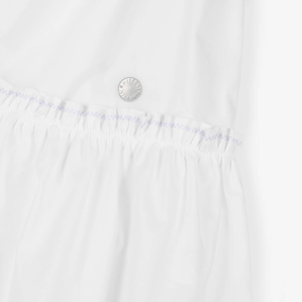Missoni-Girls White Cotton Sleeveless Dress with Zigzag Ruffle | Childrensalon