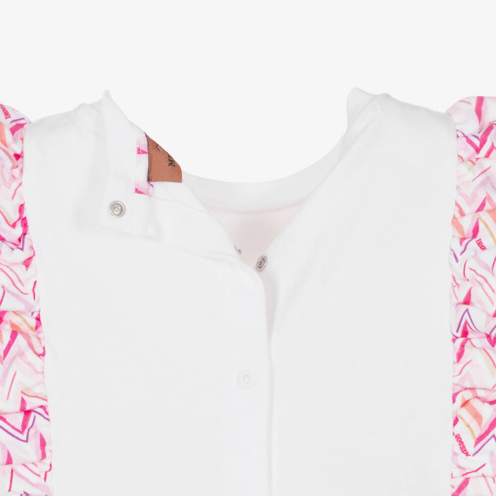 Missoni-Белое и розовое хлопковое платье с зигзагами для девочек | Childrensalon