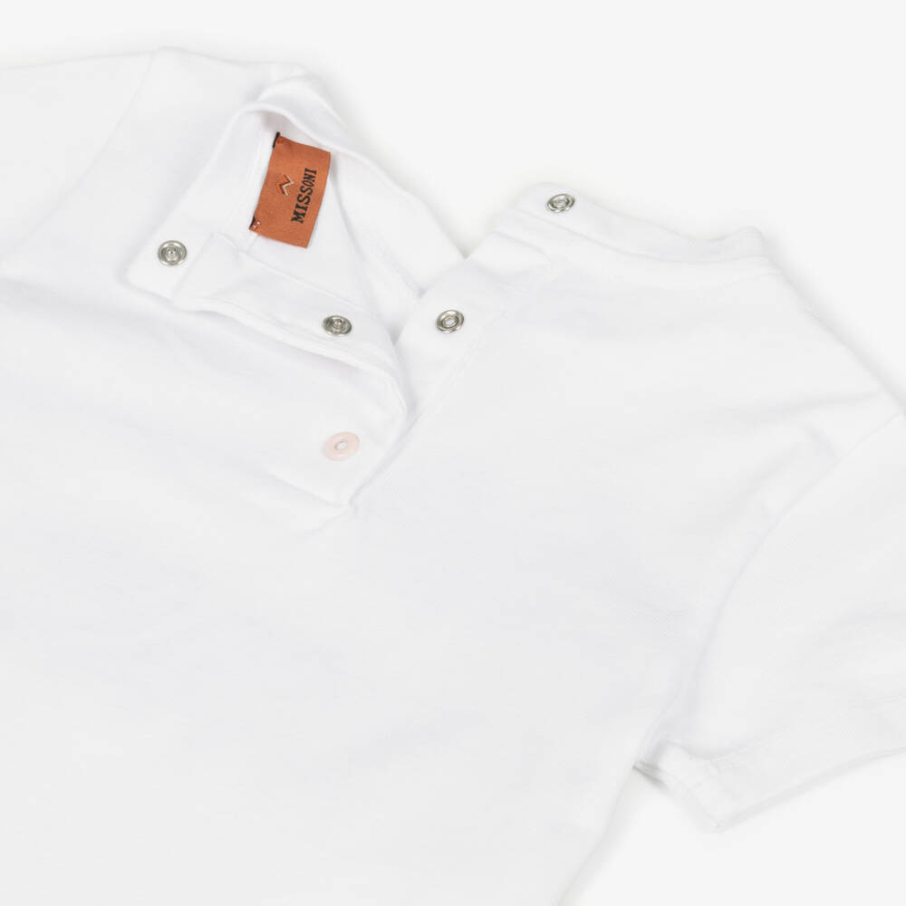 Missoni-Футболка белая из хлопкового джерси с зигзагом и логотипом для девочек | Childrensalon