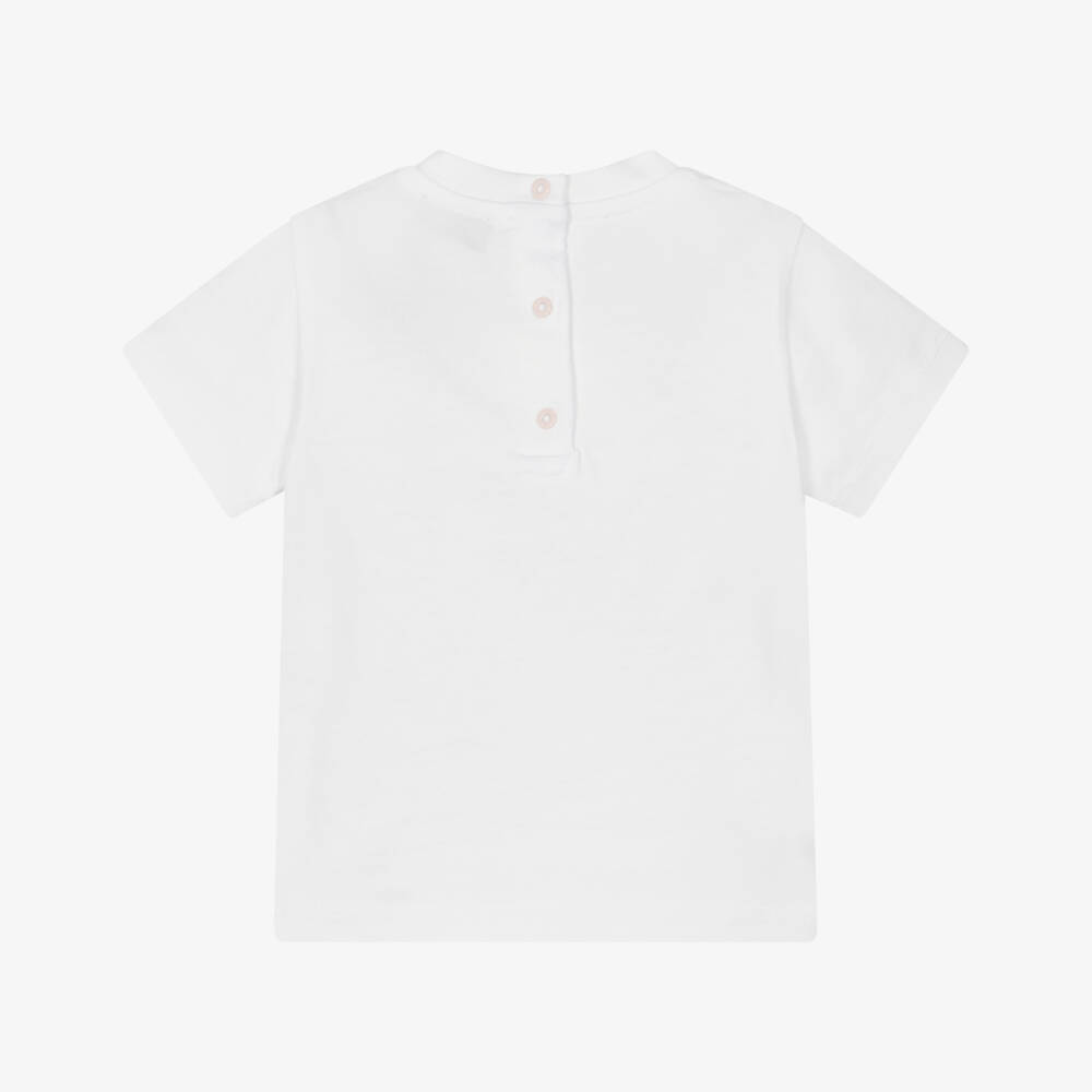 Missoni-Футболка белая из хлопкового джерси с зигзагом и логотипом для девочек | Childrensalon