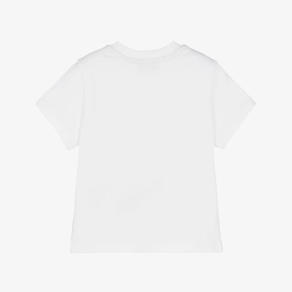 Missoni-Boys White Cotton T-Shirt with Multi-Coloured Logo | Childrensalon
