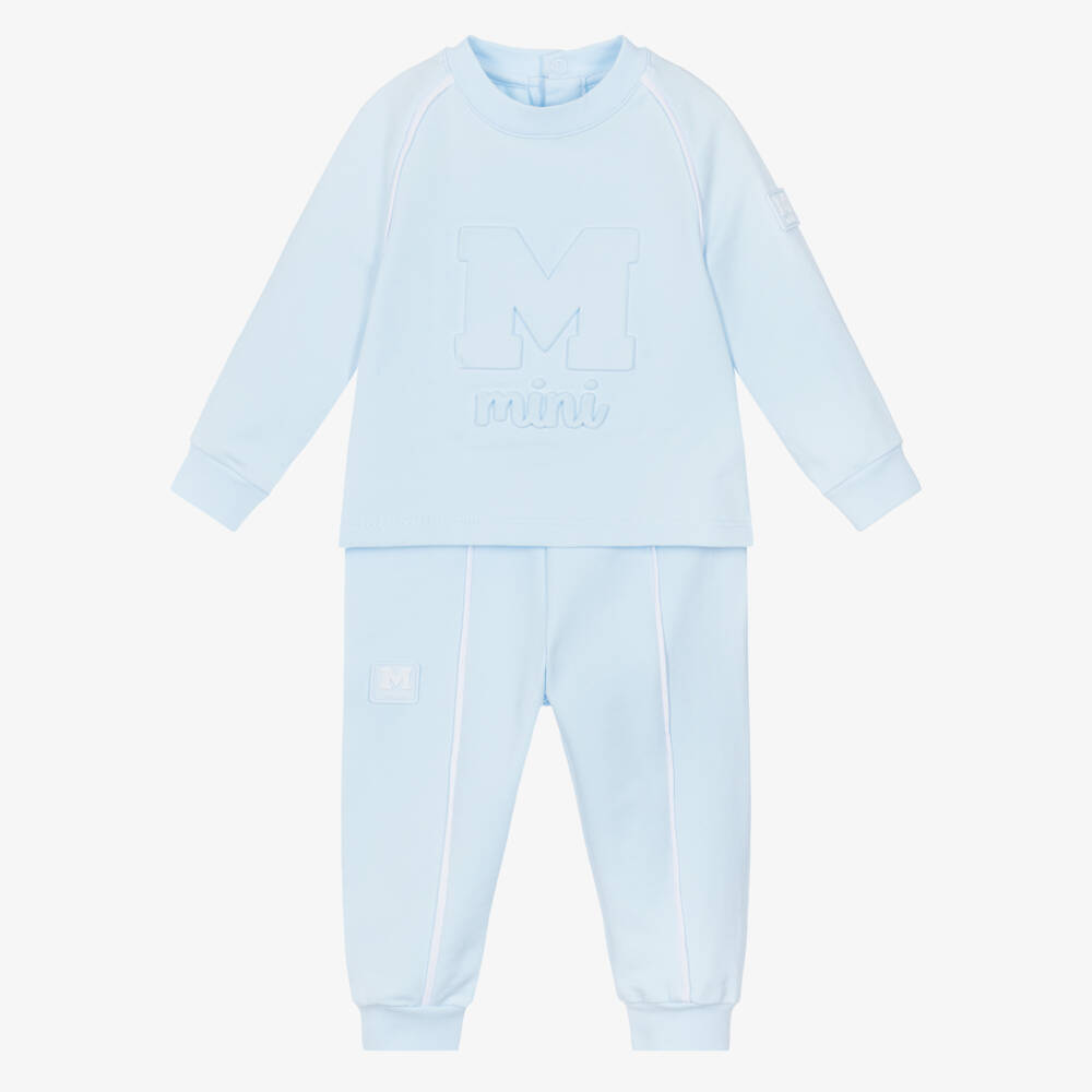 Mitch & Son-Baby Boys Pastel Blue Cotton Jersey Tracksuit | Childrensalon