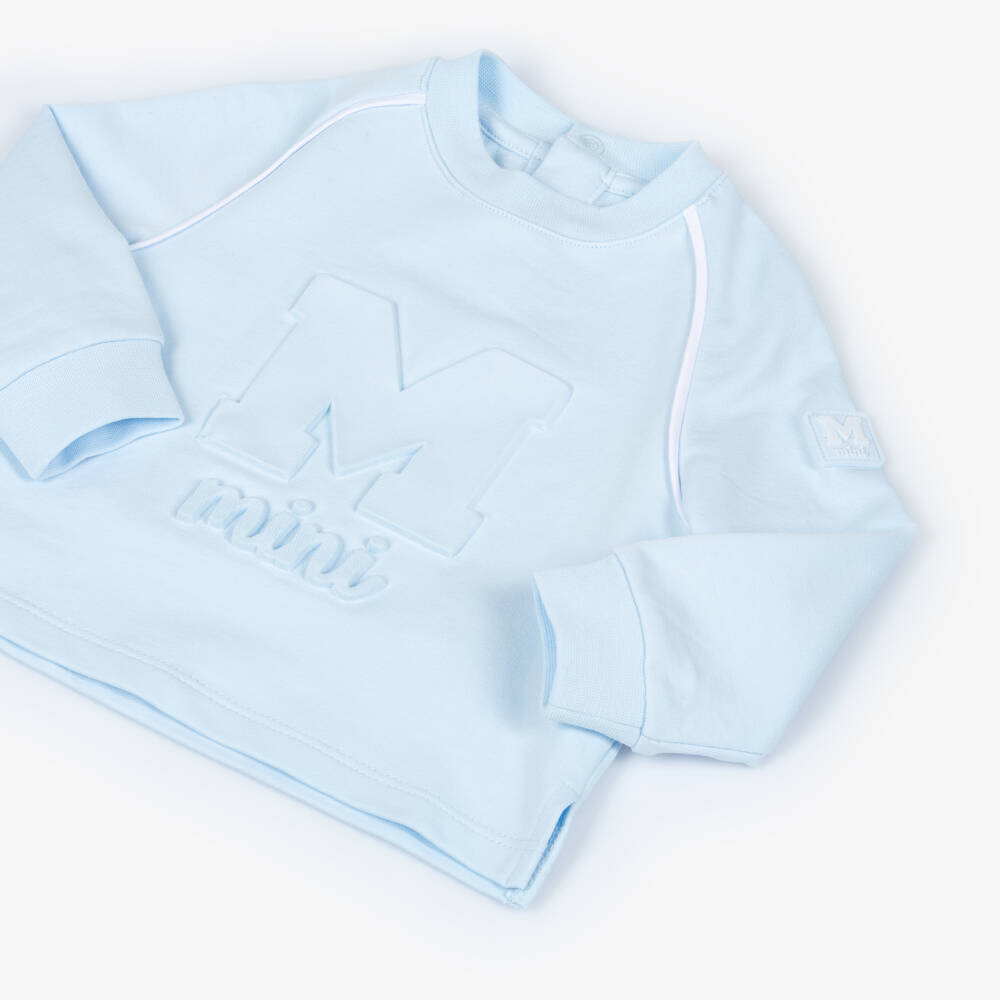 Mitch & Son-Baby Boys Pastel Blue Cotton Jersey Tracksuit | Childrensalon