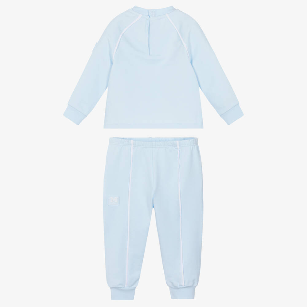 Mitch & Son-Baby Boys Pastel Blue Cotton Jersey Tracksuit | Childrensalon