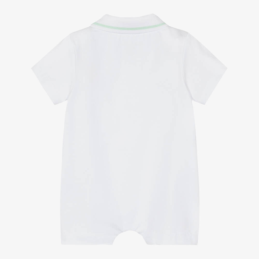 Mitch & Son-Baby Boys White Cotton Jersey Polo Shortie | Childrensalon