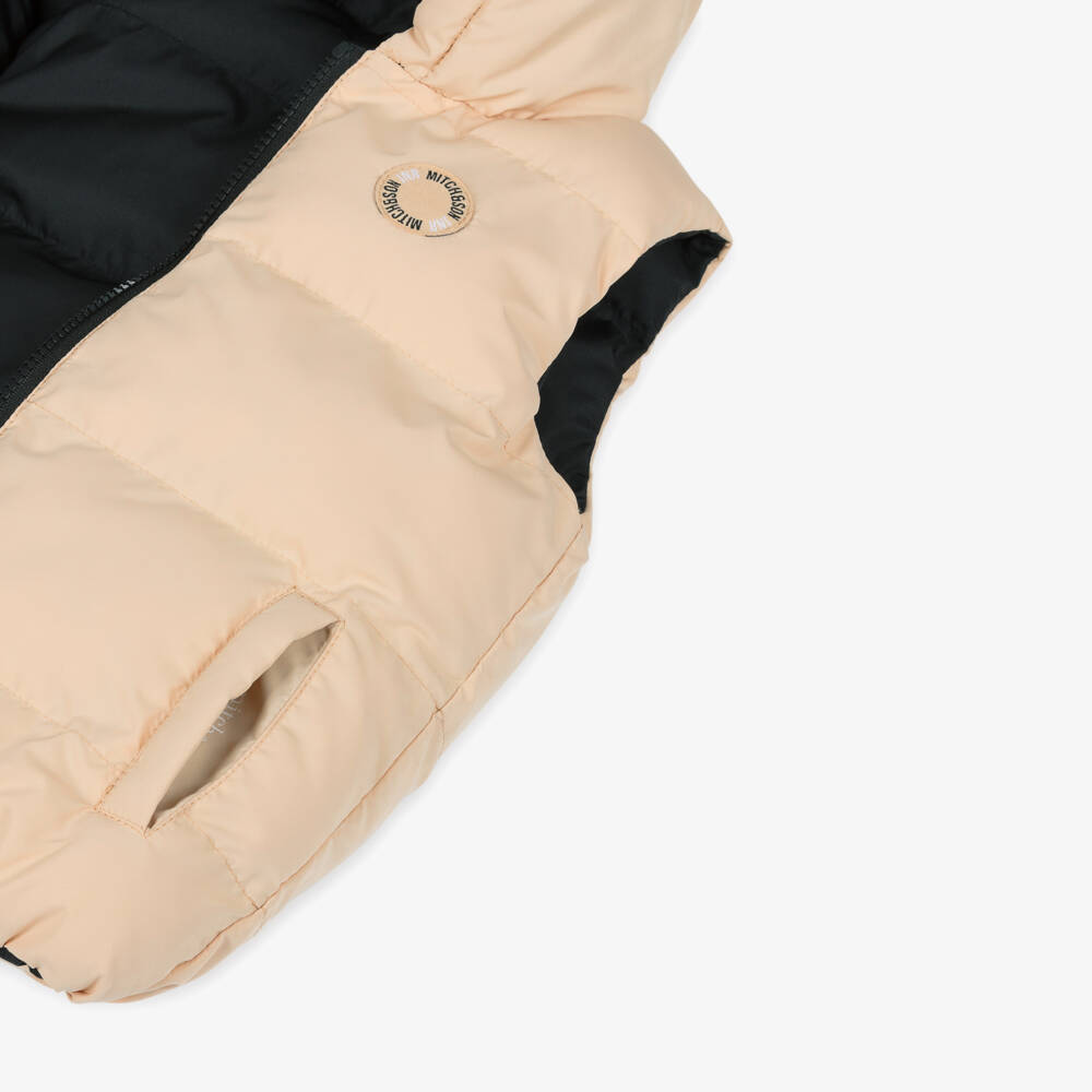 Mitch & Son-Boys Beige & Black Reversible Puffer Gilet | Childrensalon