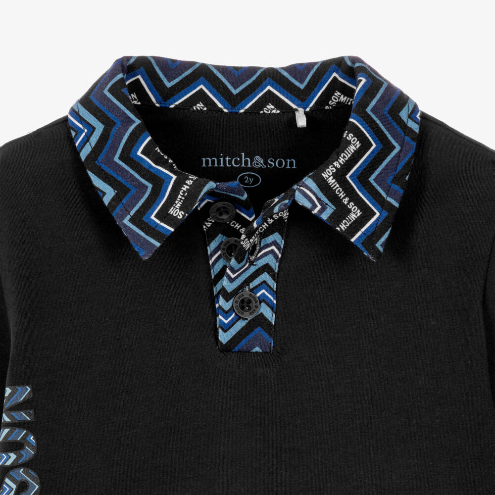 Mitch & Son-Boys Black & Blue Zigzag Shirt | Childrensalon