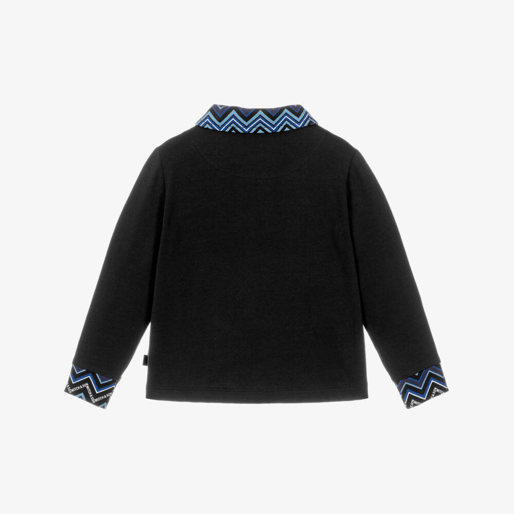 Mitch & Son-Boys Black & Blue Zigzag Shirt | Childrensalon