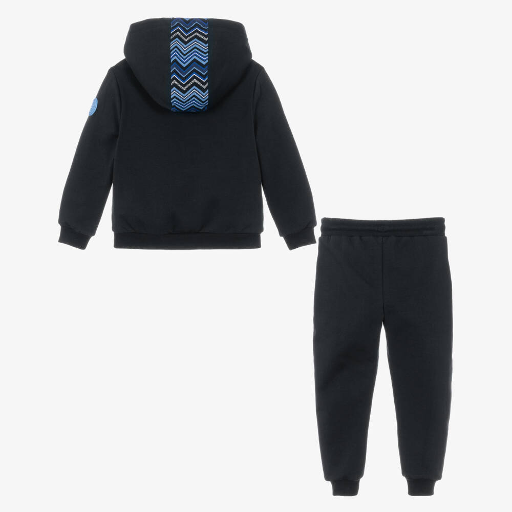 Mitch & Son-Boys Black & Blue Zigzag Tracksuit | Childrensalon