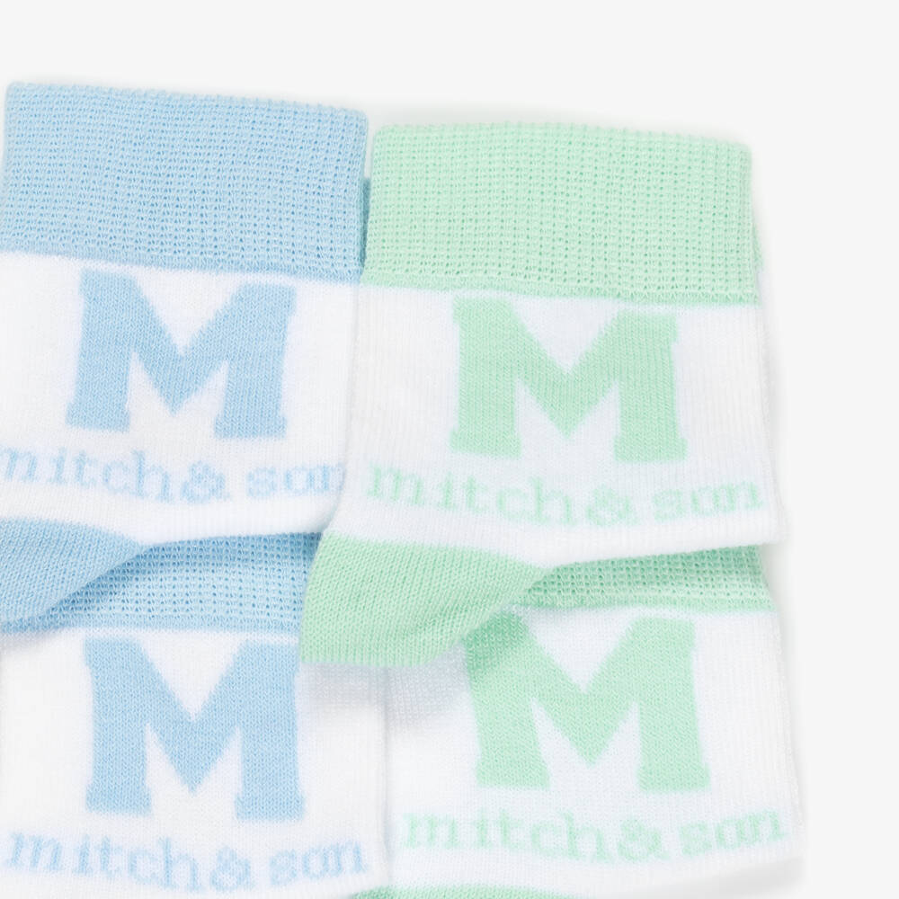 Mitch & Son-جوارب قطن لون أزرق وأخضر للأولاد (عدد 2) | Childrensalon