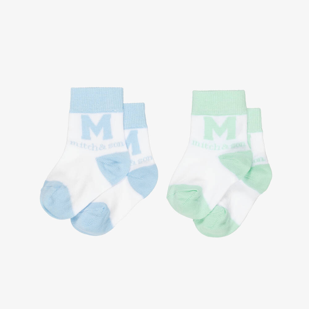 Mitch & Son-جوارب قطن لون أزرق وأخضر للأولاد (عدد 2) | Childrensalon