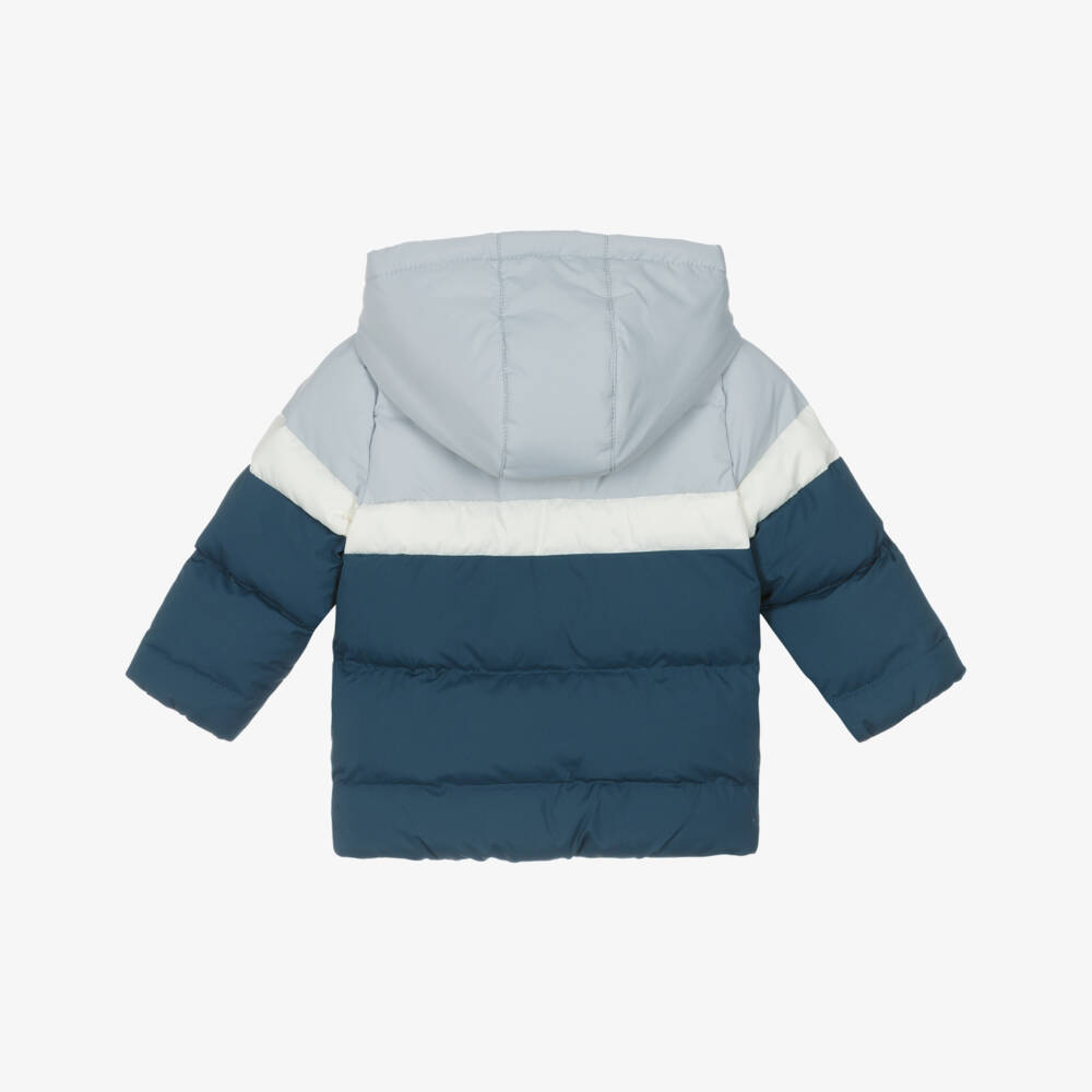 Mitch & Son-Boys Blue, Grey & Ivory Hooded Puffer Coat | Childrensalon