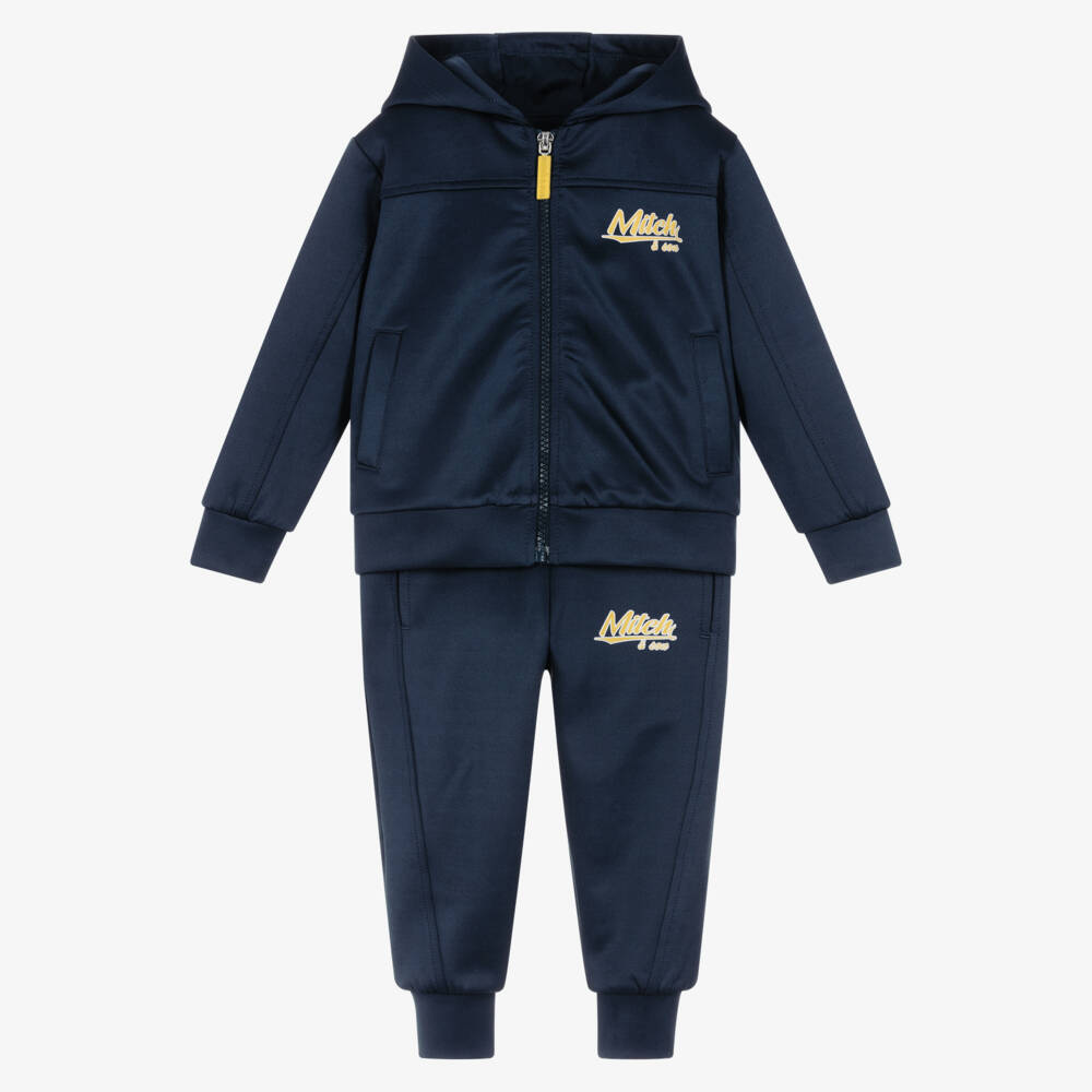 Mitch & Son-Boys Blue Hooded Zip-Up Tracksuit | Childrensalon