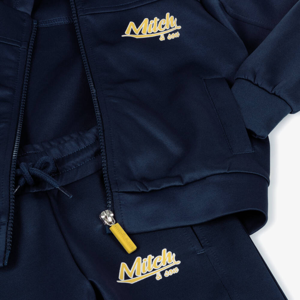 Mitch & Son-Boys Blue Hooded Zip-Up Tracksuit | Childrensalon