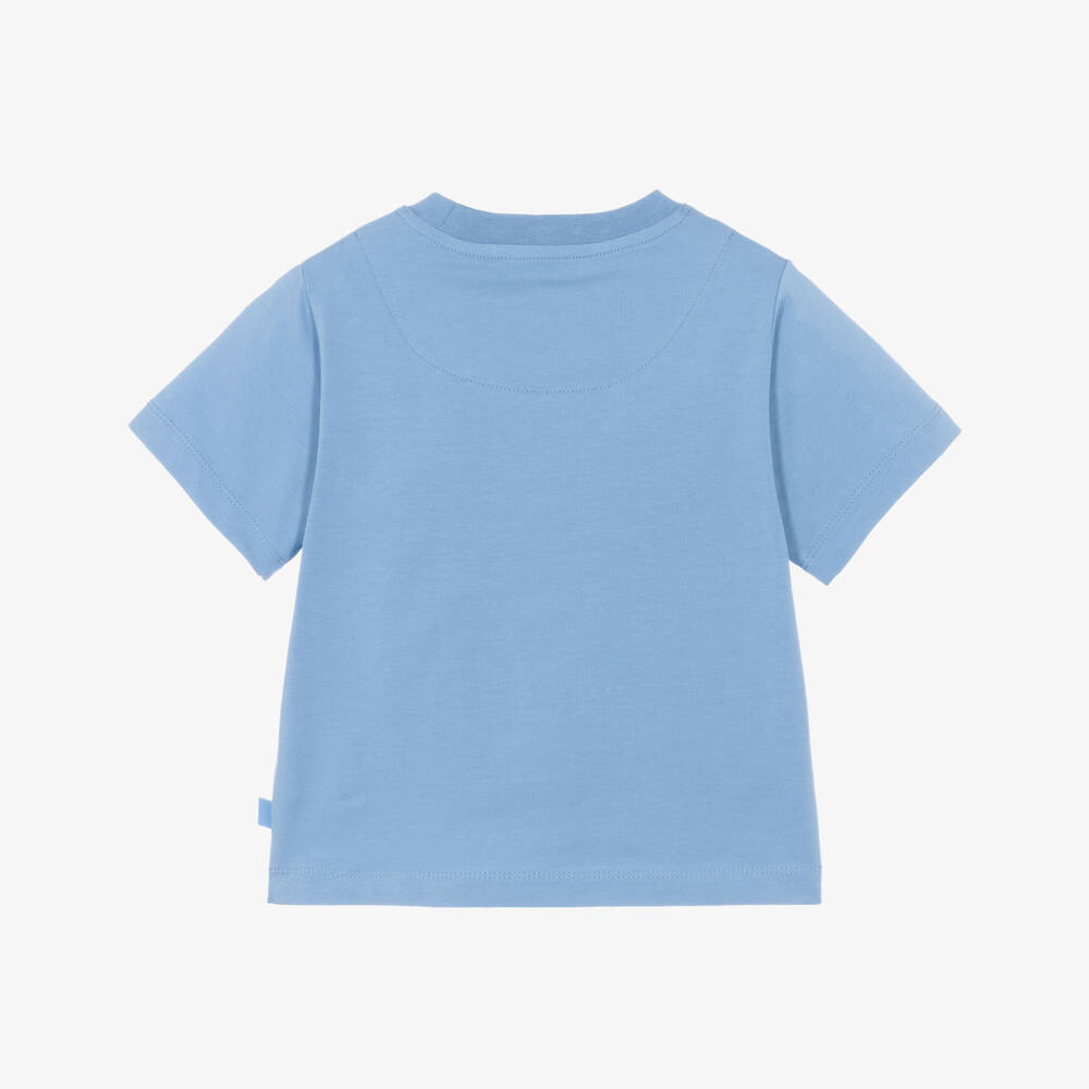 Mitch & Son-Boys Blue T-Shirt with Zigzag Print | Childrensalon