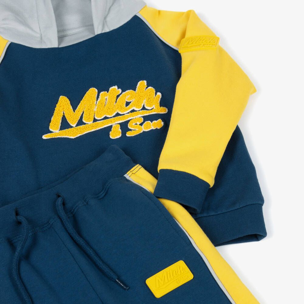 Mitch & Son-Boys Blue & Yellow Cotton Tracksuit | Childrensalon