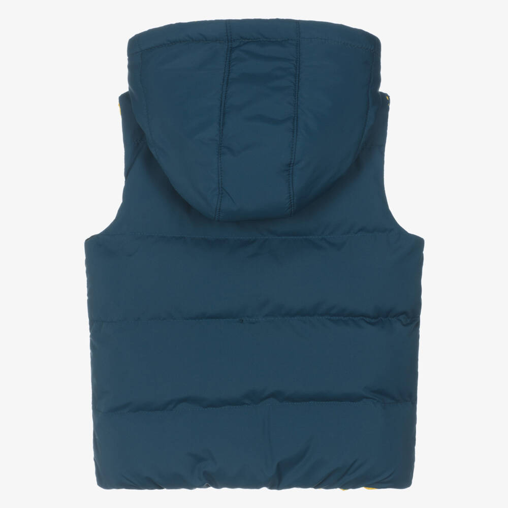 Mitch & Son-Boys Blue & Yellow Reversible Puffer Gilet | Childrensalon