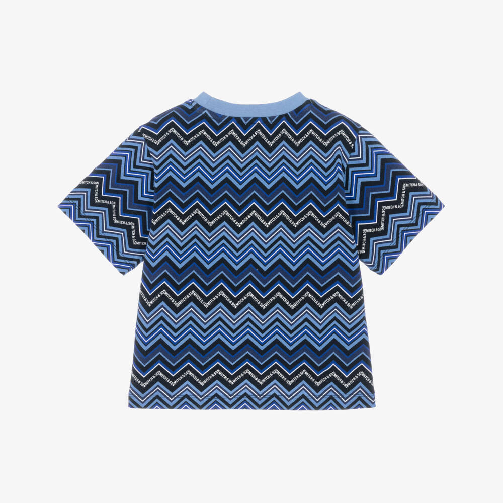Mitch & Son-Boys Blue Zigzag T-Shirt | Childrensalon