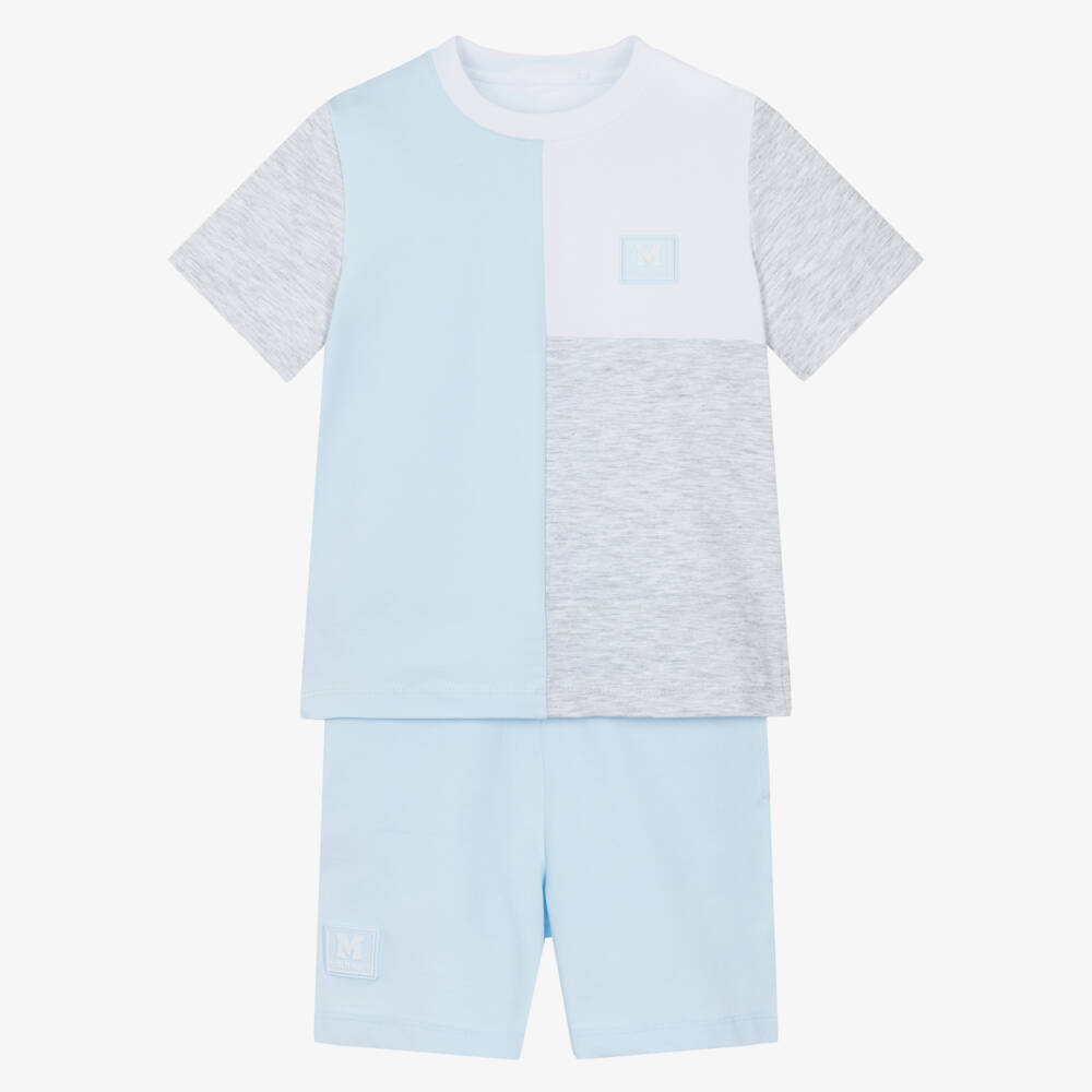 Mitch & Son-طقم شورت بألوان بلوك لون رمادي وأزرق للأولاد | Childrensalon
