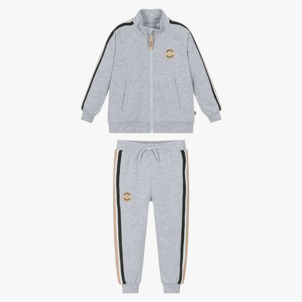 Mitch & Son-Boys Grey Striped Trim Tracksuit | Childrensalon
