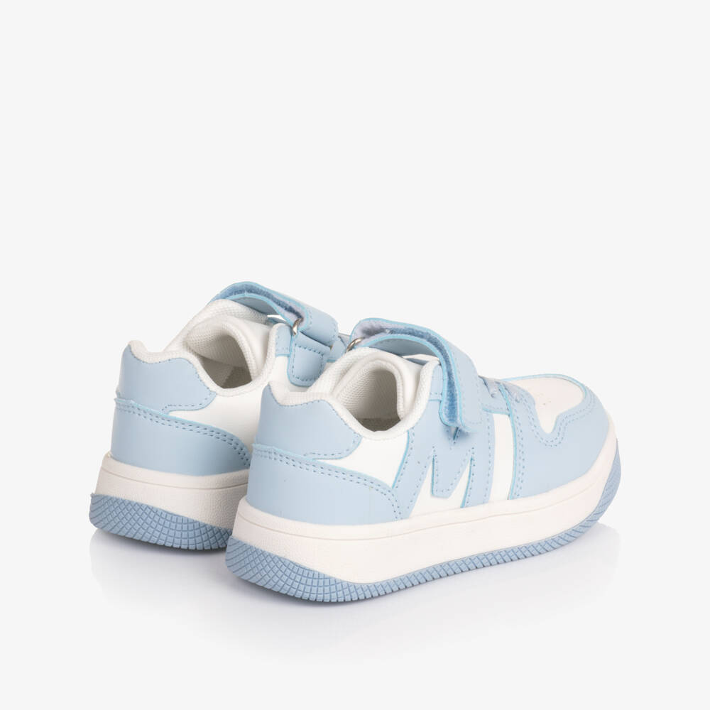 Mitch & Son-Boys Light Blue & White Faux Leather Trainers | Childrensalon