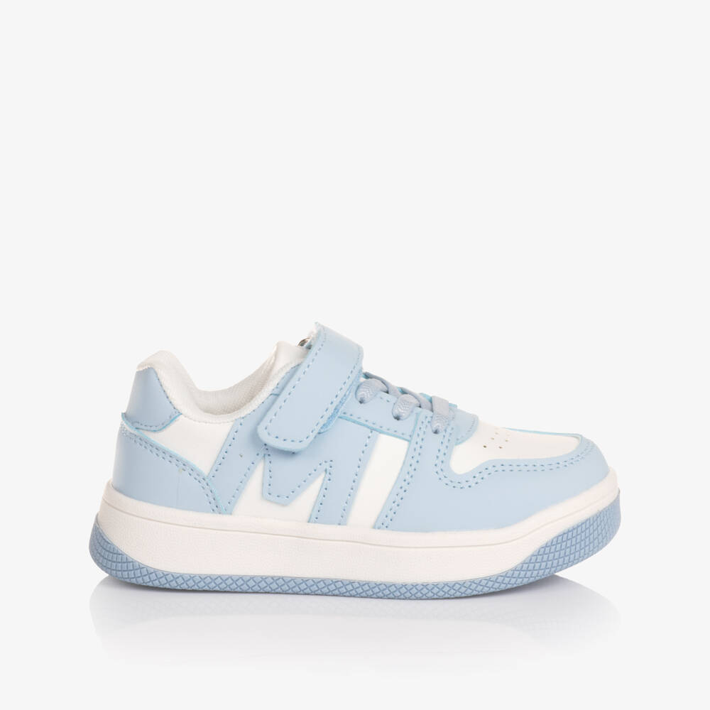 Mitch & Son-Boys Light Blue & White Faux Leather Trainers | Childrensalon