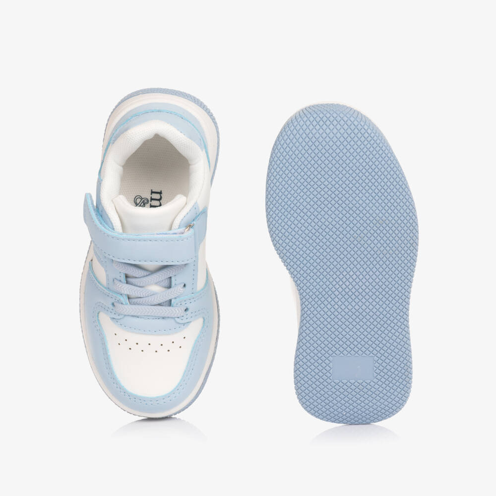 Mitch & Son-Boys Light Blue & White Faux Leather Trainers | Childrensalon
