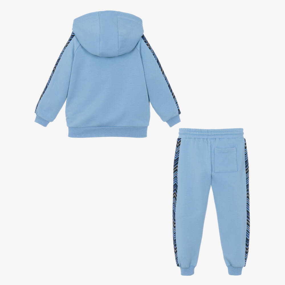 Mitch & Son-Boys Mid-Blue Cotton Hooded Tracksuit | Childrensalon