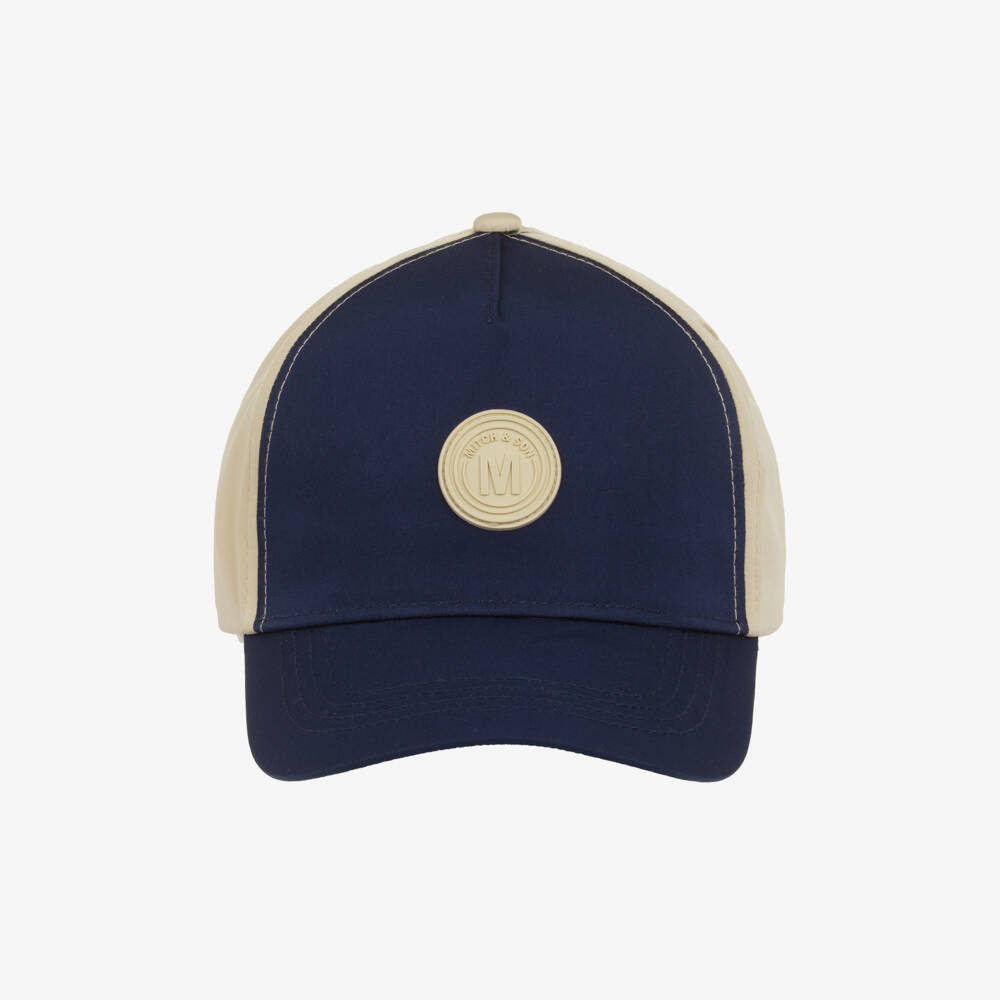 Mitch & Son-كاب بتصميم ألوان بلوك لون كحلي وبيج للأولاد | Childrensalon