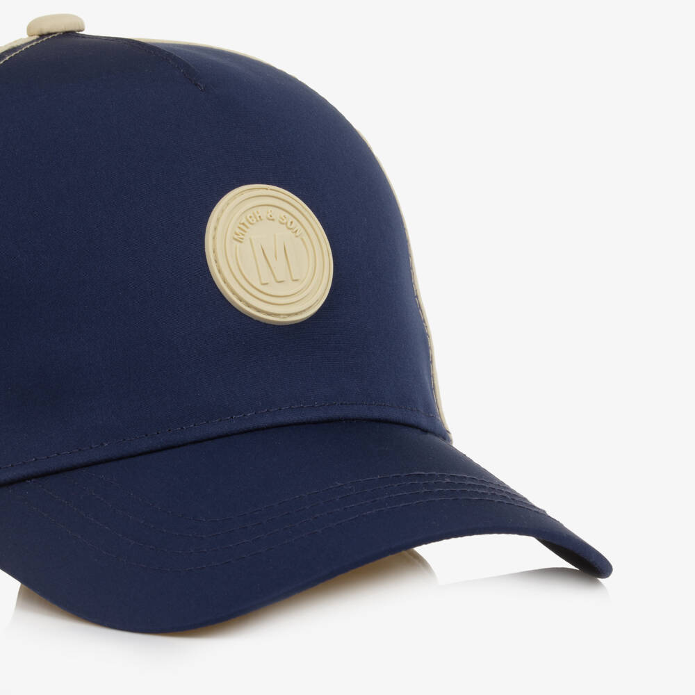 Mitch & Son-كاب بتصميم ألوان بلوك لون كحلي وبيج للأولاد | Childrensalon