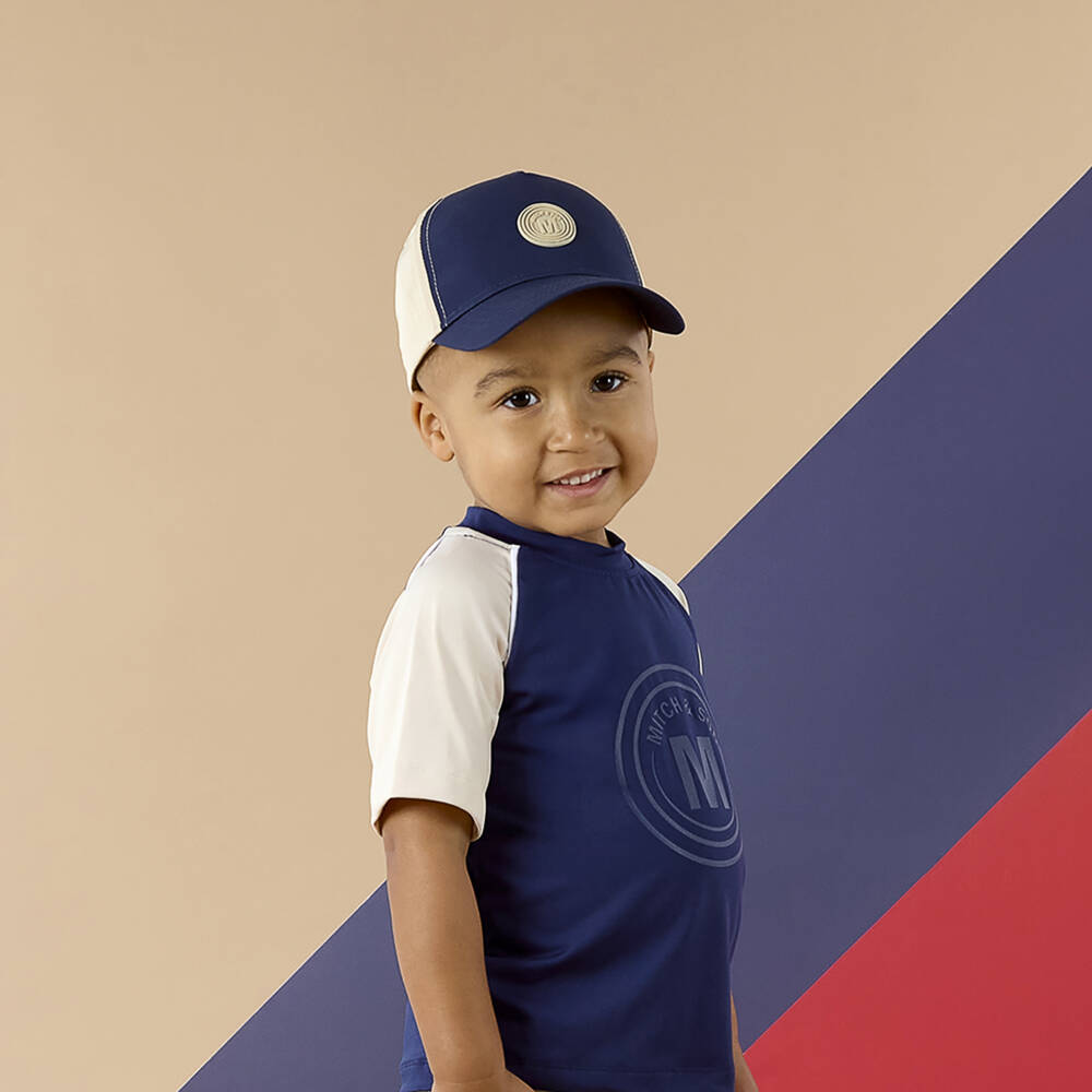 Mitch & Son-كاب بتصميم ألوان بلوك لون كحلي وبيج للأولاد | Childrensalon