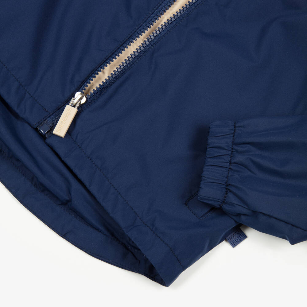 Mitch & Son-Boys Navy Blue Colourblock Hooded Jacket | Childrensalon