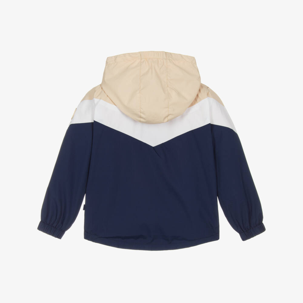 Mitch & Son-Boys Navy Blue Colourblock Hooded Jacket | Childrensalon