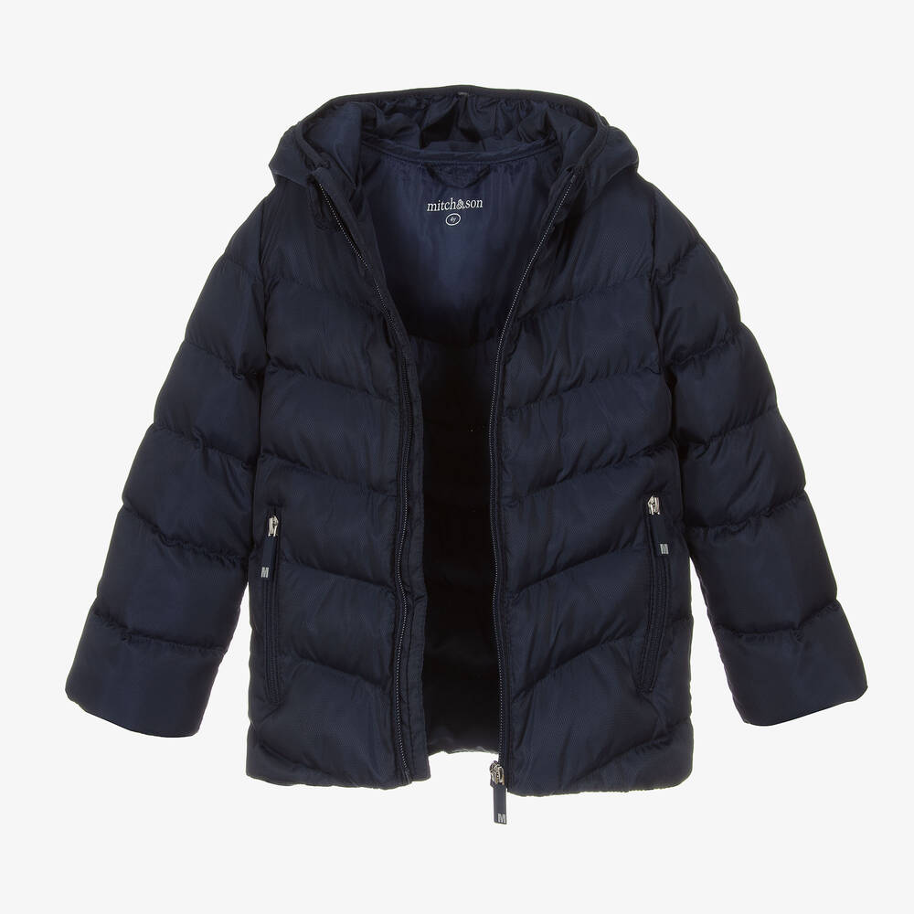 Mitch & Son-Boys Navy Blue Puffer Coat | Childrensalon