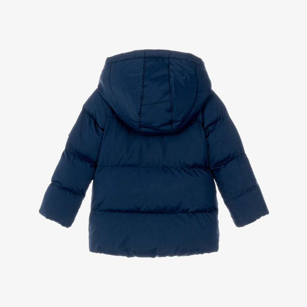 Mitch & Son-Boys Navy Blue & White Puffer Jacket | Childrensalon