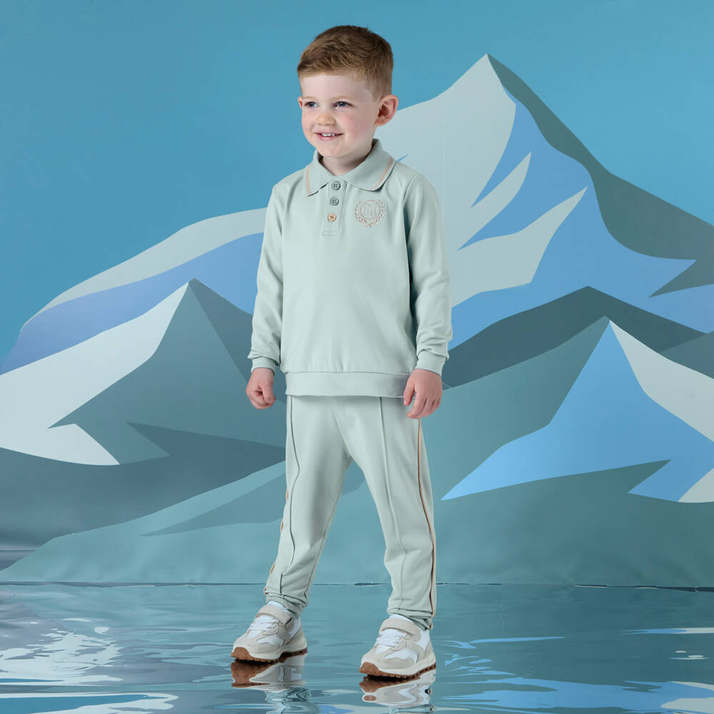 Mitch & Son-Boys Pale Green Polo Style Tracksuit | Childrensalon
