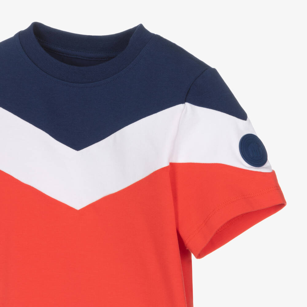 Mitch & Son-Boys Red Colourblock Cotton Jersey Shorts Set | Childrensalon