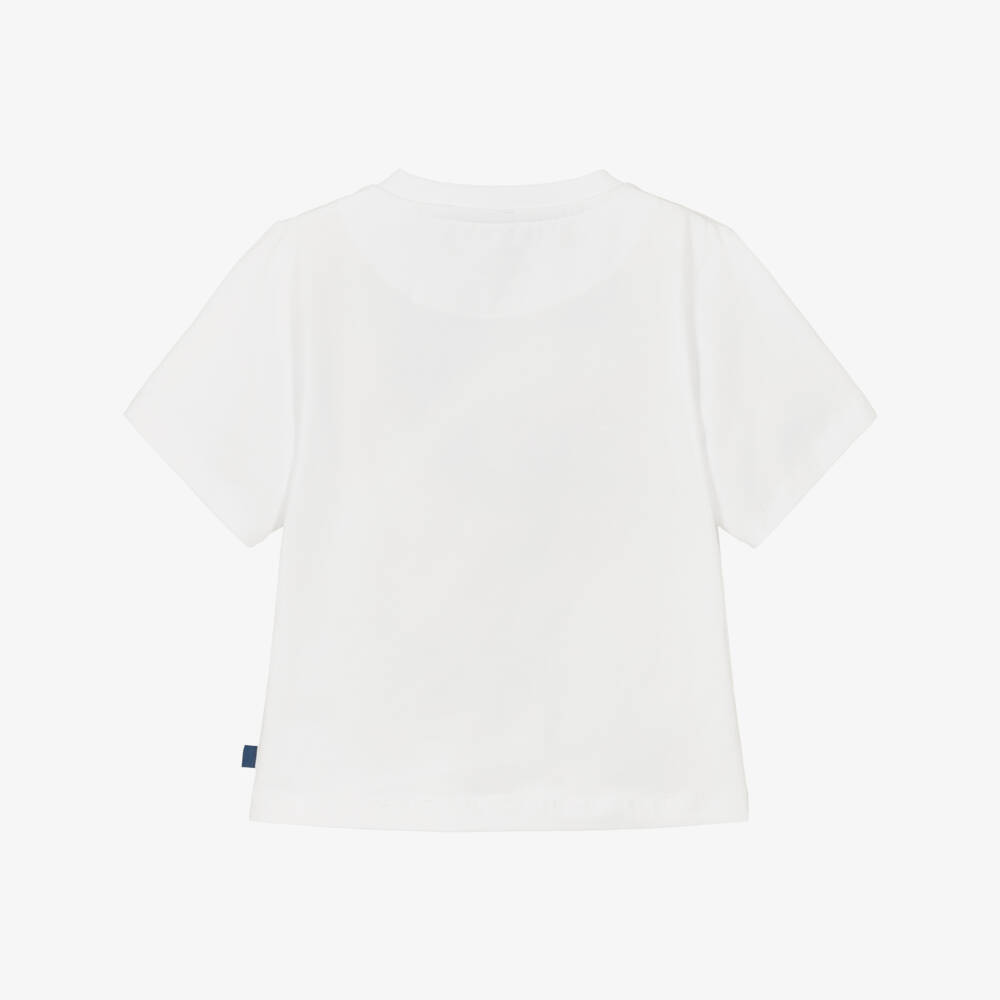 Mitch & Son-Футболка хлопковая белая с зигзагом для мальчиков | Childrensalon