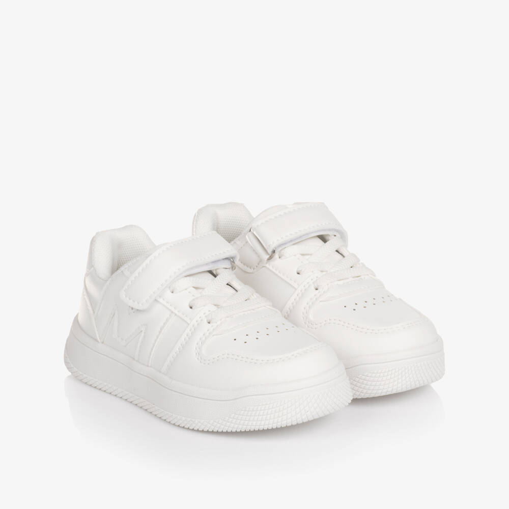 Mitch & Son-Boys White Faux Leather Trainers | Childrensalon