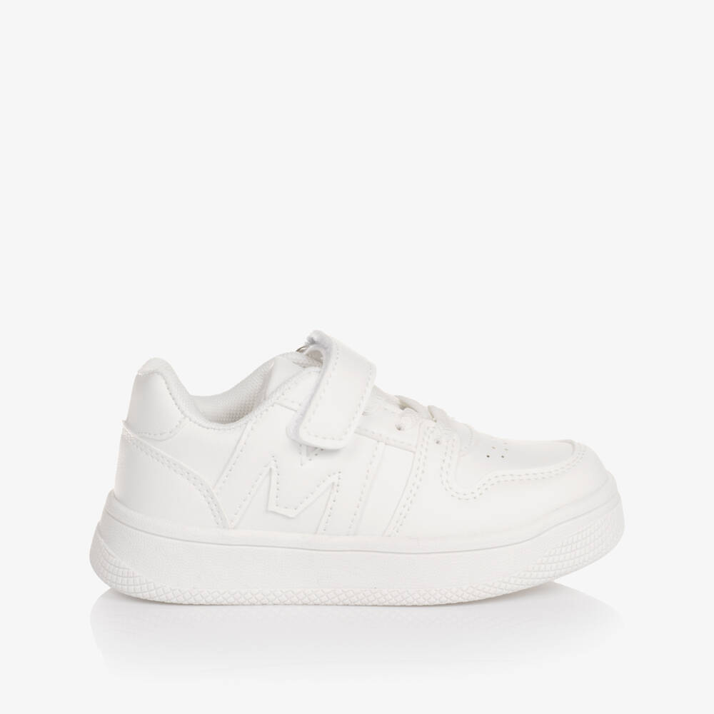 Mitch & Son-Boys White Faux Leather Trainers | Childrensalon