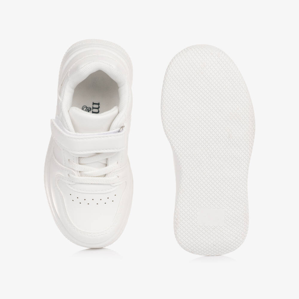 Mitch & Son-Boys White Faux Leather Trainers | Childrensalon