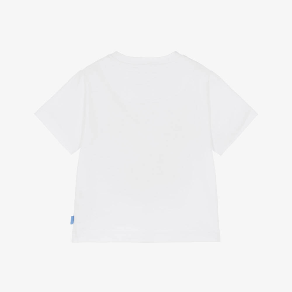 Mitch & Son-Boys White T-Shirt with Zigzag Print | Childrensalon