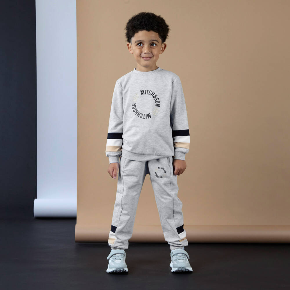 Mitch & Son-Grey Circular Logo Tracksuit | Childrensalon