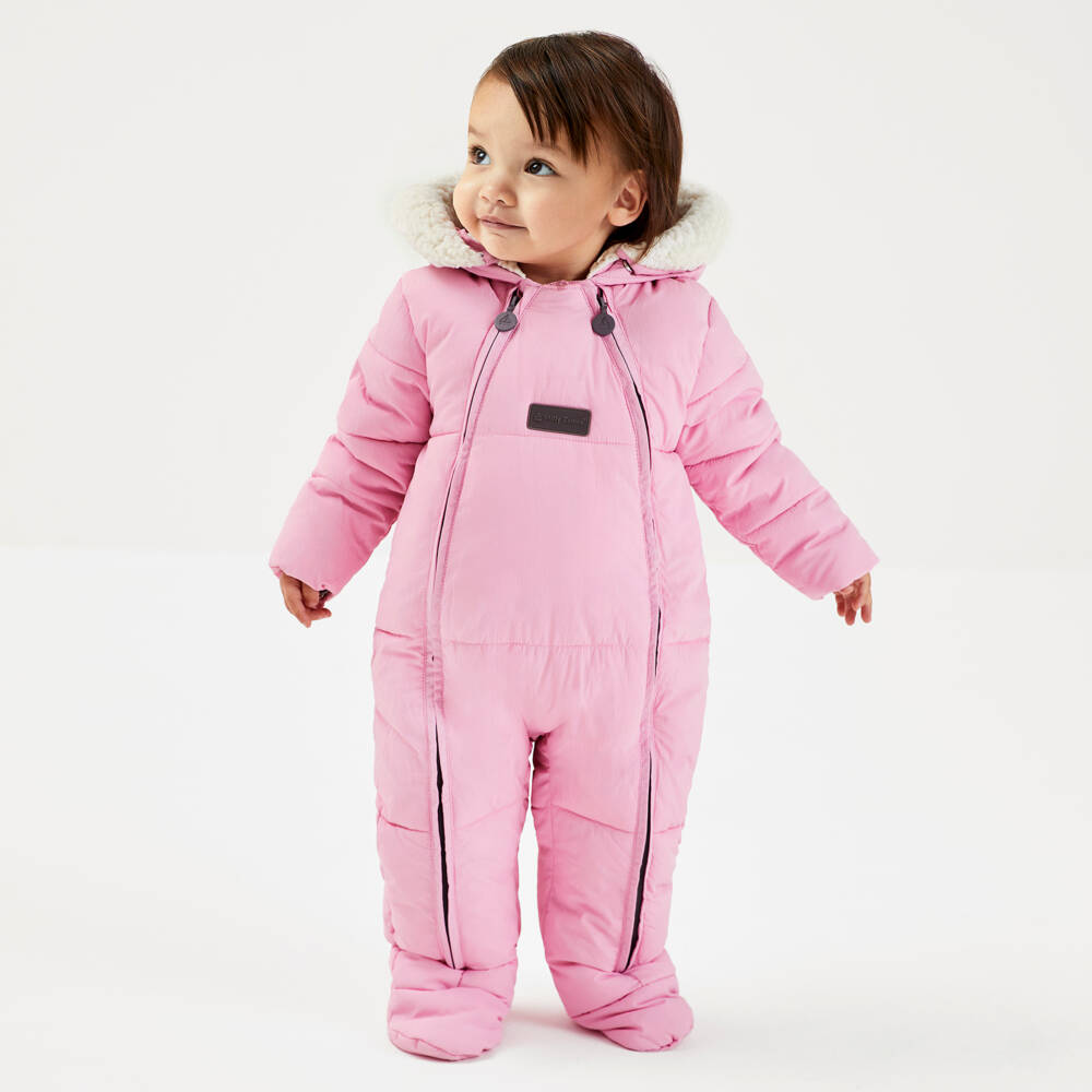 Mitty James-Baby Girls Pink Puffer Snowsuit | Childrensalon