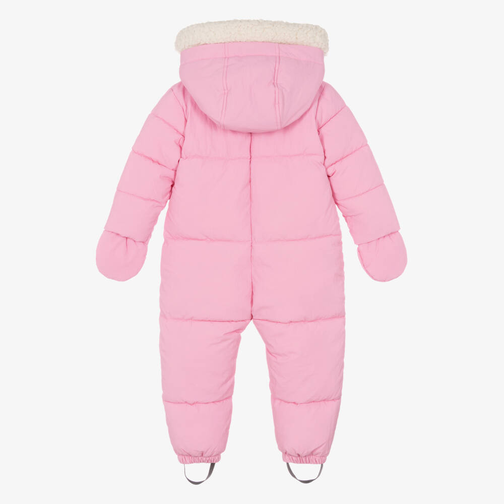 Mitty James-Baby Girls Pink Puffer Snowsuit | Childrensalon