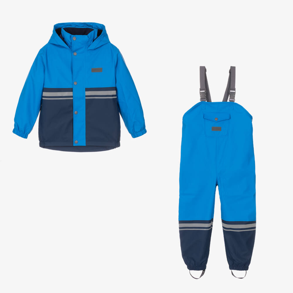 Mitty James-Blue Waterproof Raincoat & Salopettes | Childrensalon