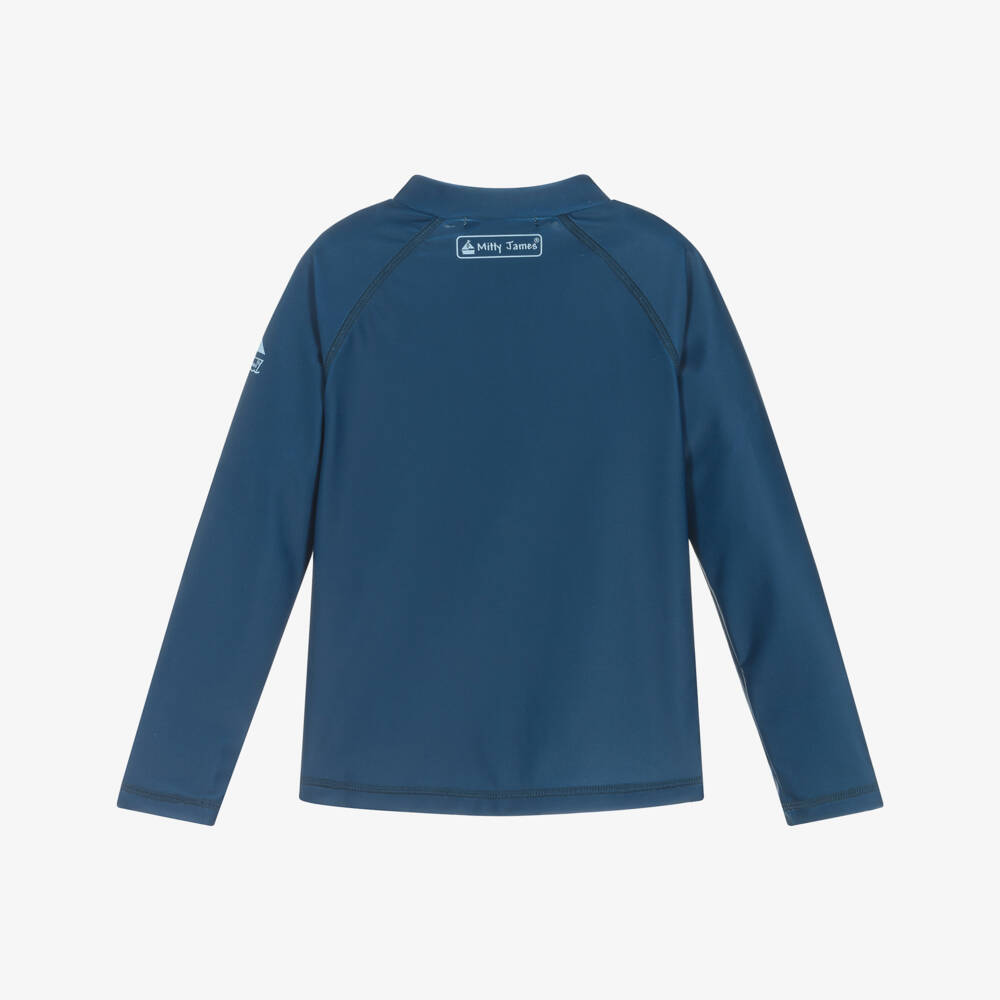 Mitty James-Blue Zip-Up Sun Protective Swim Top (UPF50+) | Childrensalon